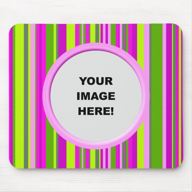 Template, Pinky Green Stripes Border Mouse Mat (Front)