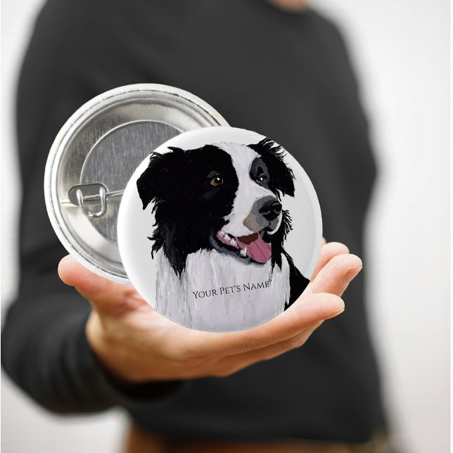 Template Ready-Made Border Collie Personalise Name 10 Cm Round Badge (Creator Uploaded)