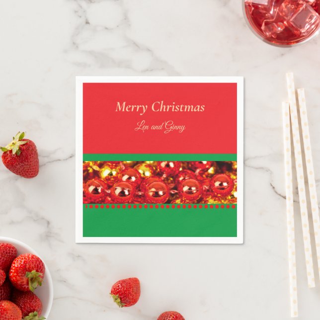 Template, Red and Green Christmas, Add Text, Napkin (Insitu)