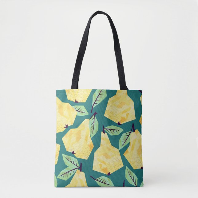 Template seamless pattern with pears. Watercolor e Tote Bag (Front)