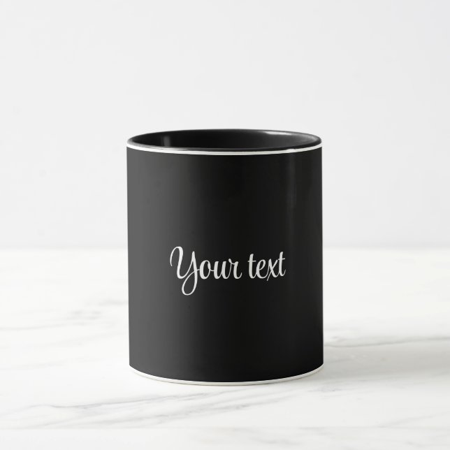 TEMPLATE - Solid black with white script Mug (Center)