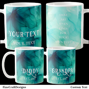 Template Teal Green Watercolor Custom Name Message Coffee Mug