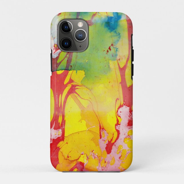 Template Trendy Modern Abstract Pink Red Yellow Case-Mate iPhone Case (Back)