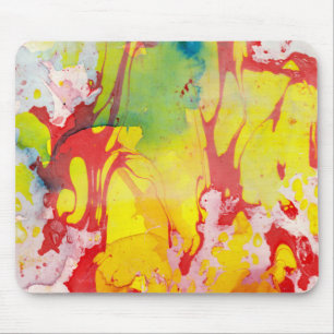 Template Trendy Modern Abstract Red Yellow Blue Mouse Mat