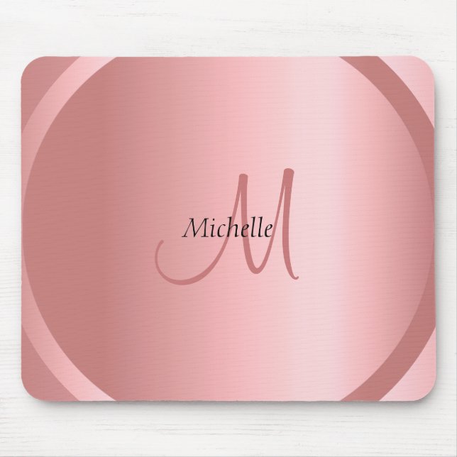 Template Trendy Rose Gold Monogram Modern Mouse Mat (Front)