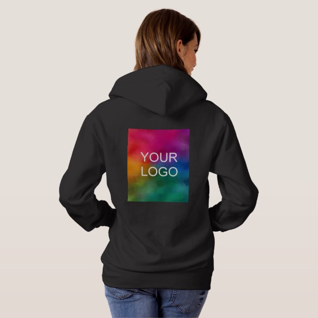 Template Upload Business Logo Black Colour Hoodie (Back Full)