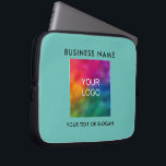 Template Upload Your Business Logo Here Teal Laptop Sleeve<br><div class="desc">Custom Stylish Simple Template Business Company Corporate Logo Name Here Add QR Code Elegant Modern Promotional Electronics Bags / Tablet & Laptop Cases / Laptop Sleeves / Teal Blue Green Neoprene Laptop Sleeve 10 inch.</div>