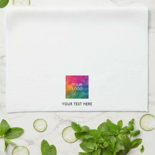 Template Upload Your Business Logo Name Text Tea Towel (Folded)