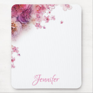 Template Watercolor Flowers Roses Elegant Mouse Mat