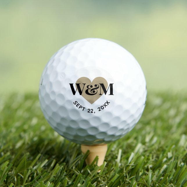 Template Wedding Favour Custom Initials Cute Class Golf Balls (Insitu Tee)