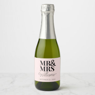 Template Wedding Favour Mr & Mrs Name Cute Classy Sparkling Wine Label