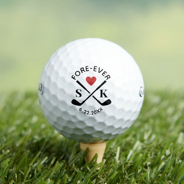 Template Wedding Favour Name Fore Ever Cute Golf Balls (Insitu Tee)