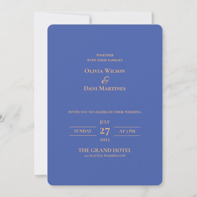 TEMPLATE WEDDING INVITATIONS ONLINE – medium-blue (Front)
