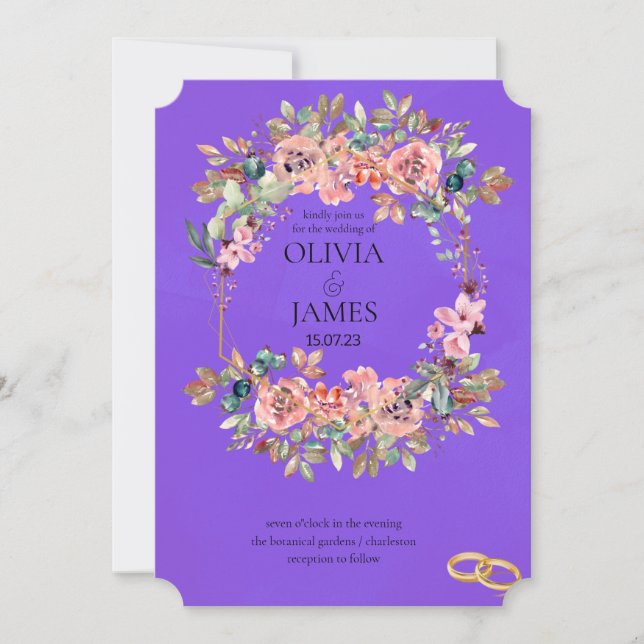 TEMPLATE WEDDING INVITATIONS ONLINE with border (Front)