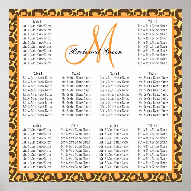 Template Wedding Seating Chart Leopard (Front)