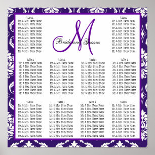 Template Wedding Seating Chart Purple Damask