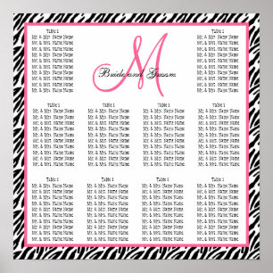 Template Wedding Seating Chart Zebra Pink