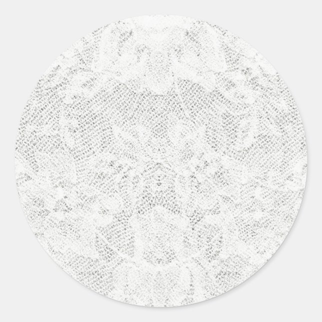 Template - White Lace Background Classic Round Sticker (Front)