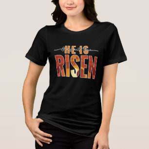 Template Womans T-Shirt He Is Not Here HE IS RISEN Tri-Blend Shirt