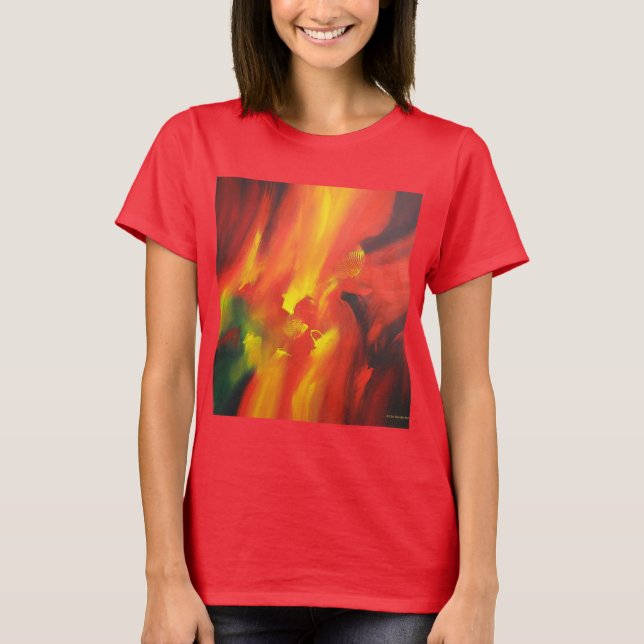 Template Yellow Green Abstract Art Elegant White T-Shirt (Front)