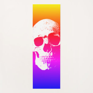 Template Yellow Orange Red Blue Purple Skull Yoga Mat