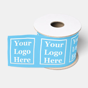 Template Your Logo Here on Sky Blue Grosgrain Ribbon