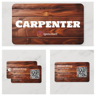 Templates QR Code Carpenter Rustic Look Business Card