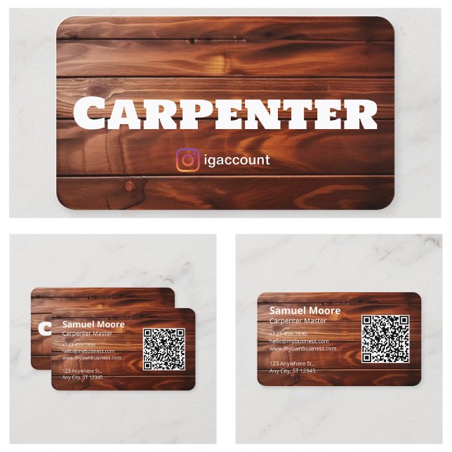 Templates QR Code Carpenter Rustic Look Business Card (Templates QR Code Carpenter Rustic Look Business Card
)