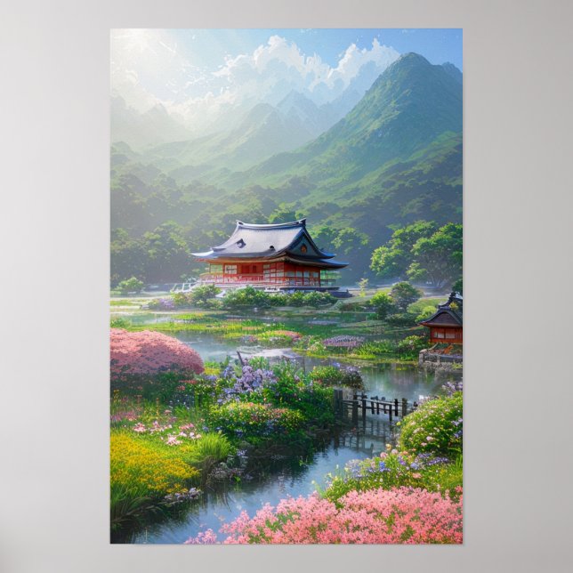 Temple and Beautiful Nature Poster (Front)