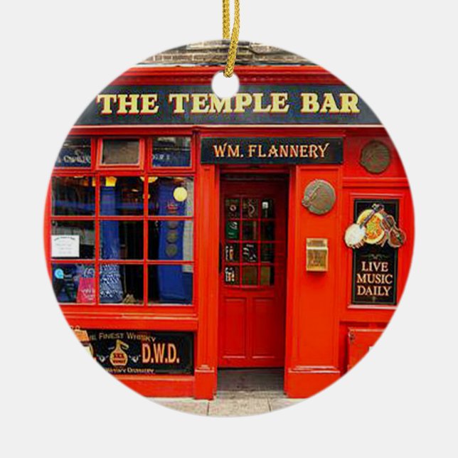 Temple Bar, Dublin, Ireland, Christmas Ornament (Front)