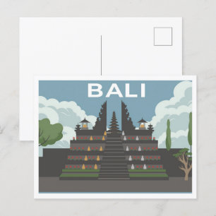 Temple Besakih Bali Indonesia travel illustration Postcard