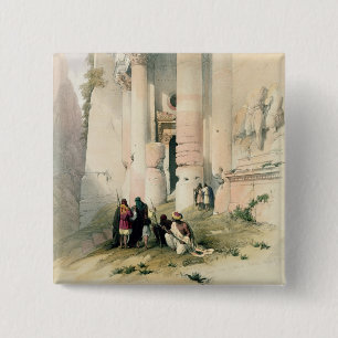 Temple called El Khasne, Petra, March 7th 1839, pl 15 Cm Square Badge