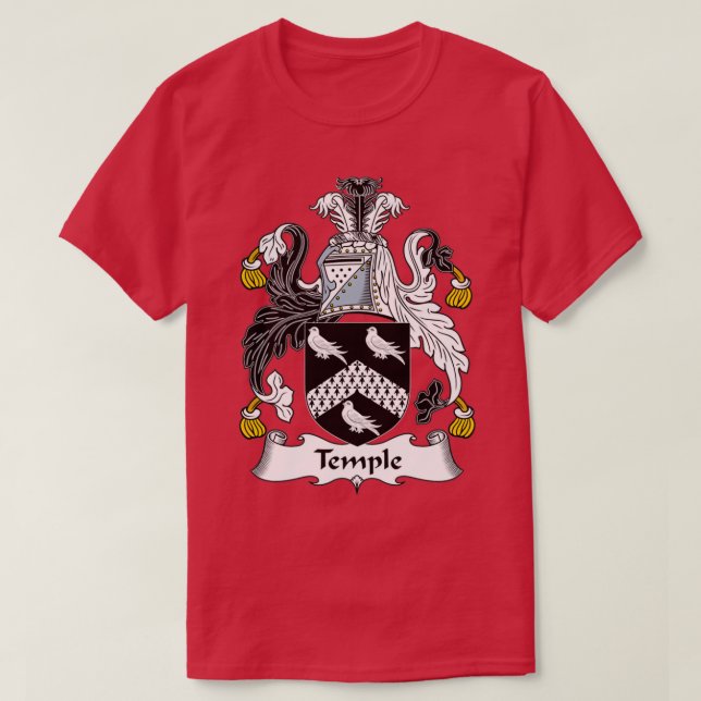 Temple Coat of Arms Family Crest  T-Shirt (Design Front)