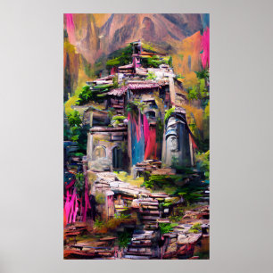 Temple - Colorful Abstract Painting Poster