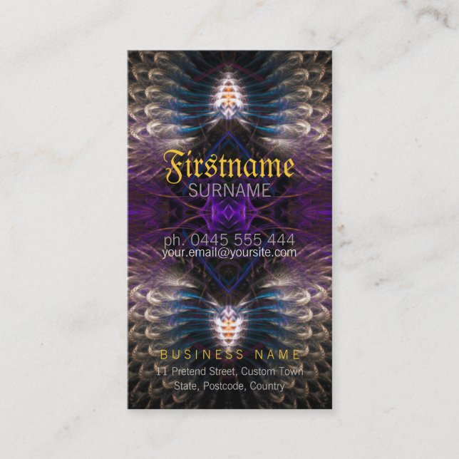 Temple Fractal Feathers Business Card (Front)