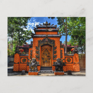 Temple Gate Buddhism Indonesia Travel Destination Postcard