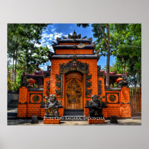 Temple Gate Buddhism Indonesia Travel Destination Poster