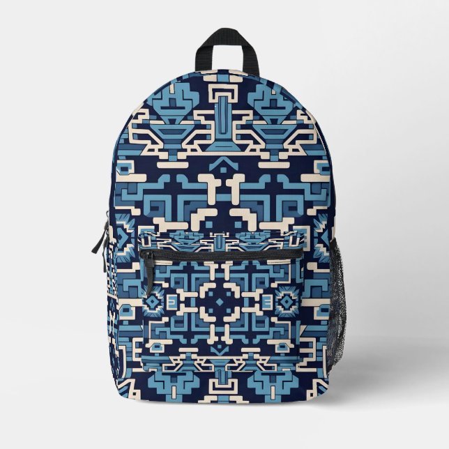 Temple Grid Printed Backpack (Front)