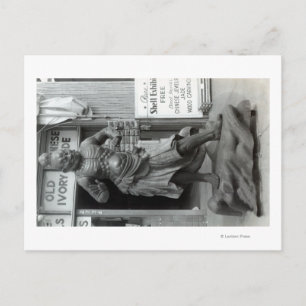 Temple Guard Statue at Pacific Curio Shop, Postcard