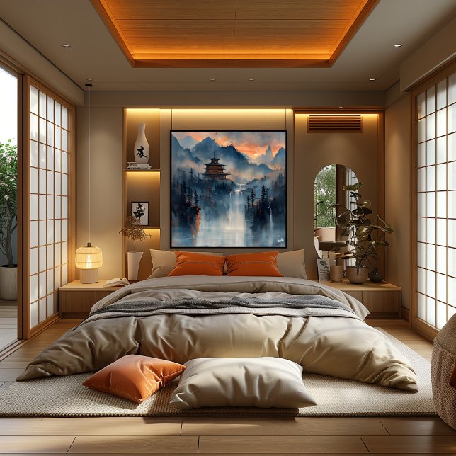 Temple in Mountains: Impressionist and Realist Poster (Creator Uploaded)