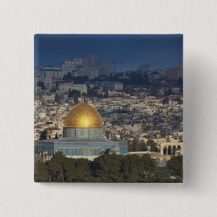Temple Mount and Dome of the Rock, dawn 15 Cm Square Badge
