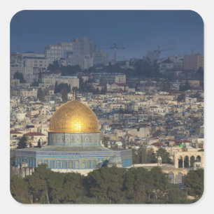 Temple Mount and Dome of the Rock, dawn Square Sticker