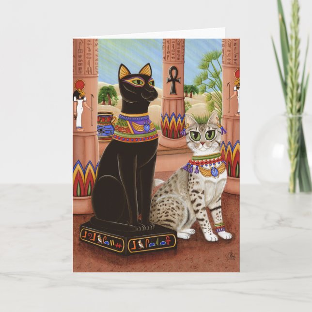 Temple of Bastet Egypt Bast Goddess Cat Art Card (Front)