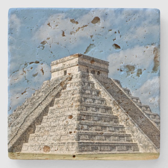 Temple of  Kukulcán, Pyramid, Chichen Itza, Mexico Stone Coaster (Front)