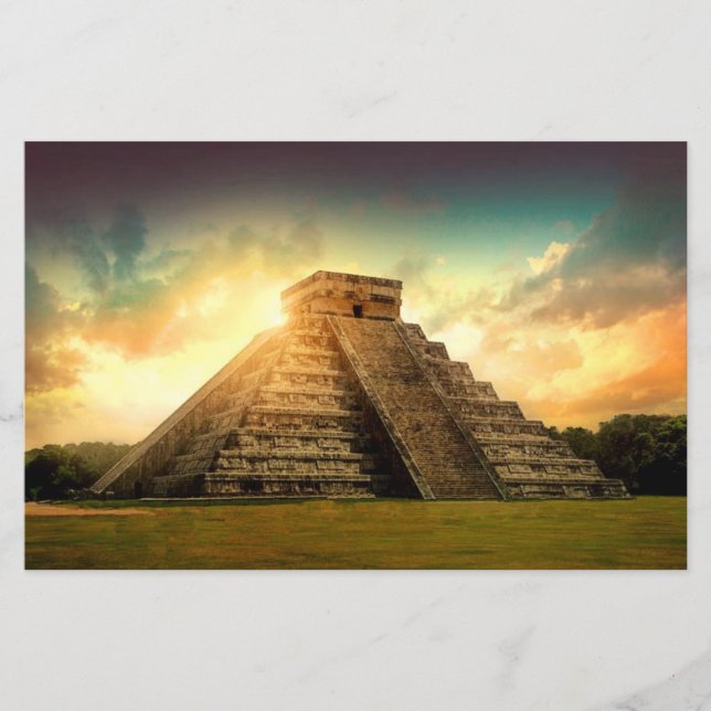 Temple of Kukulkan Yucatan stylised paper sheet (Front)
