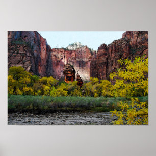Temple of Sinawava, Zion in Utah, 12x8 Poster