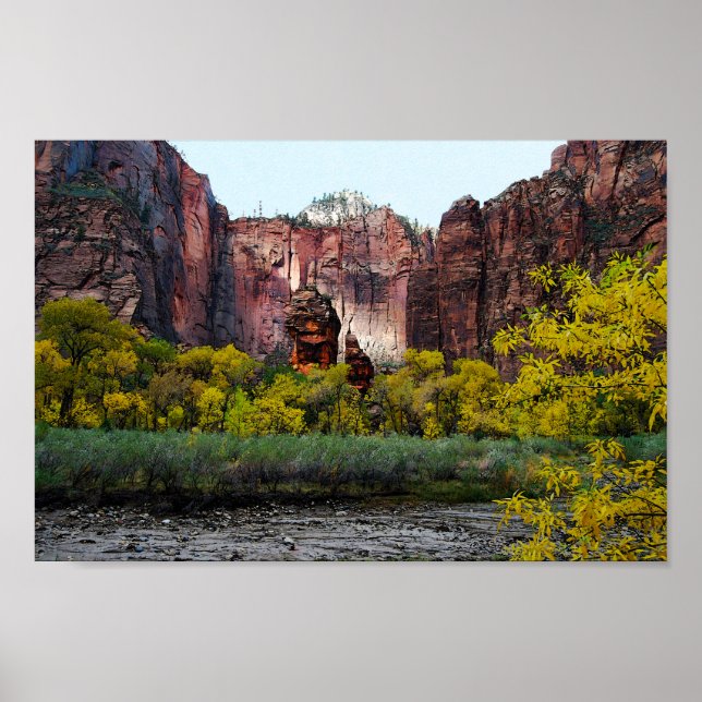 Temple of Sinawava, Zion in Utah, 12x8 Poster (Front)