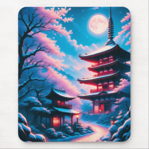 Temple of Snow and Blossoms (Yukizakura no Tera) Mouse Mat