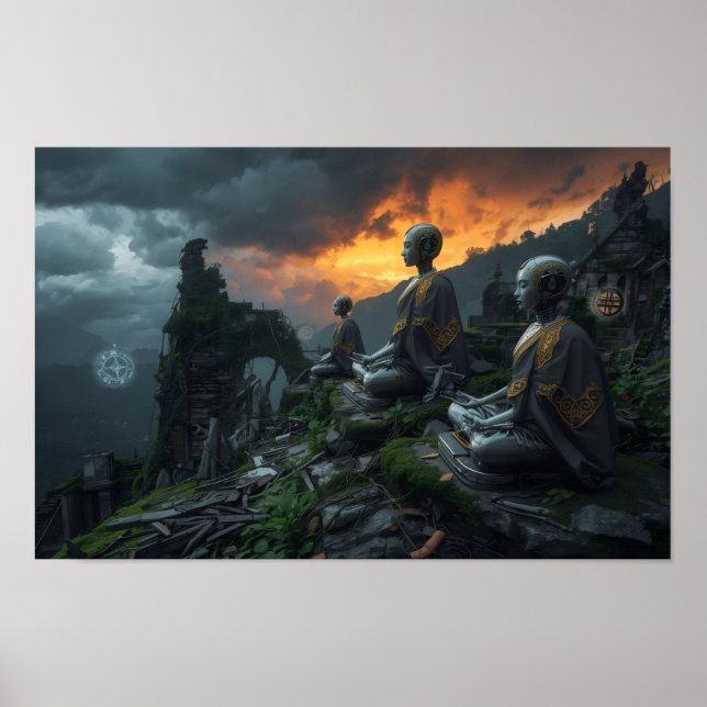  Temple of the Last AI Monks: Futuristic Sci Fi  Poster (Front)