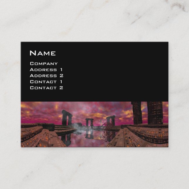 TEMPLE OF THE WATER , Purple Black Business Card (Front)
